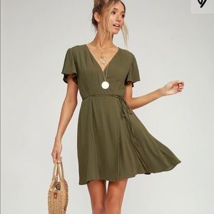 Lulus Olive Wrap Dress - NWT